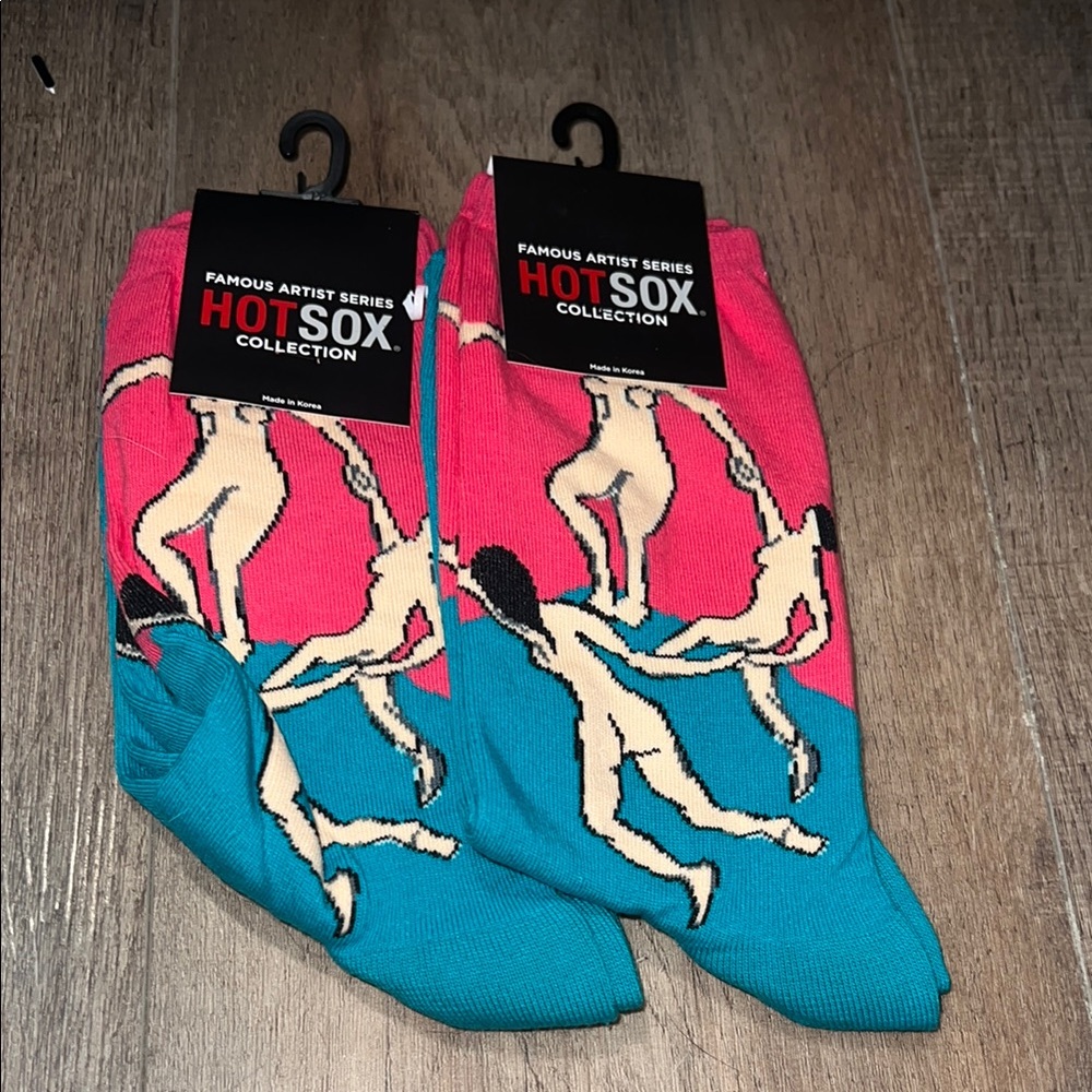 Hot Sox Famous Artist Series Men's Socks - Pink and Teal (2 pair)